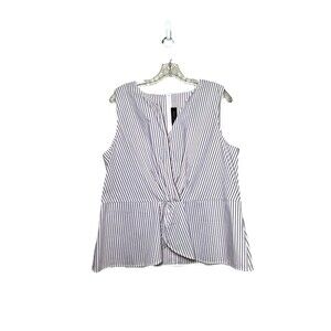 St. John Women’s Large Sleeveless Peplum Blouse Purple‎ Pinstripe Designer Top